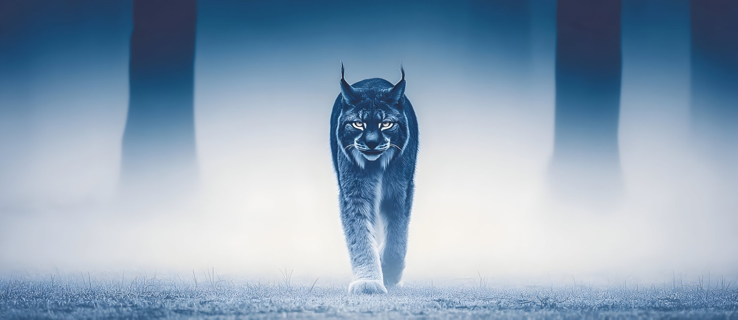 Lynx emerging from mist